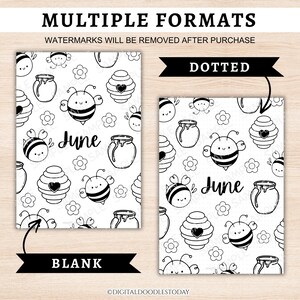 Bundel met 12 omslagpagina's voor maandplanners, printbare bullet journal-pagina's, kant-en-klare maandoverzichten, maandtitelpagina's en een sjabloon voor een inlegvel voor een dagboek. afbeelding 5