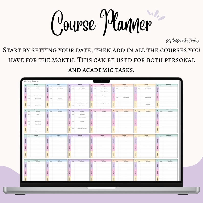Academic Student Planner Spreadsheet, School Assignment Tracker Google ...