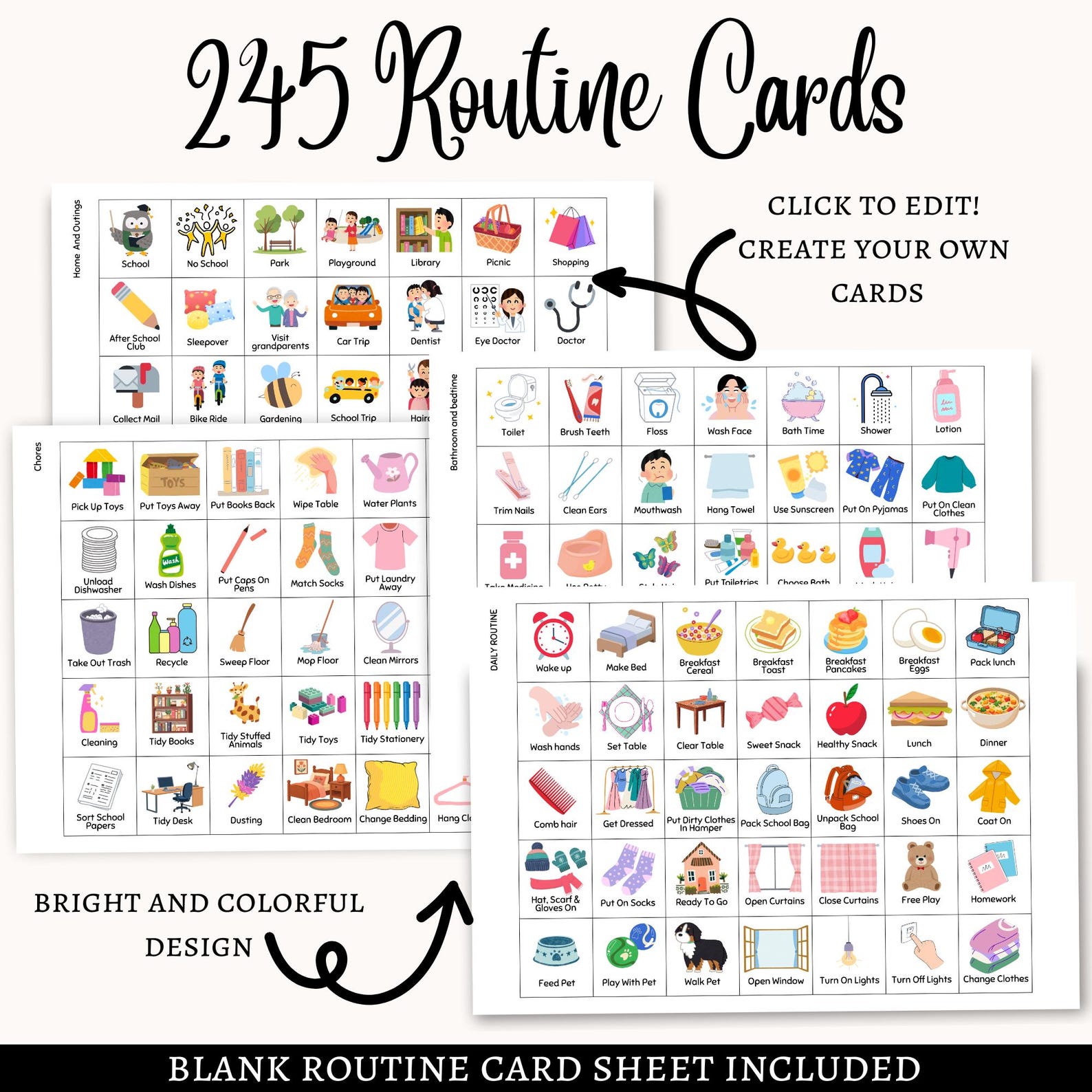 File Folder Routine Chart Kids Editable Kids Flip Routine Chart, Printable Morning Evening Bedtime ...