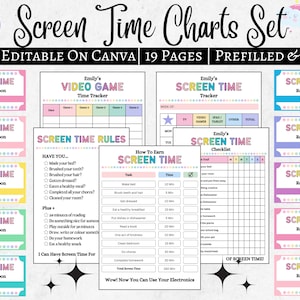 Editable Screen time checklist, Screen time rules,Screen time chore chart,Daily screen time schedule,Summer screen time checklist for kids