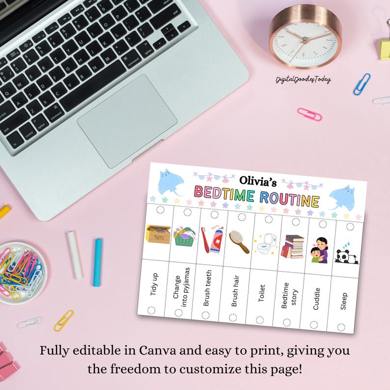 Kids Flip Chart Editable Printable, Morning Evening Bedtime Flip Chart ...