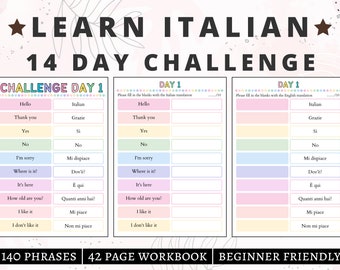 Langue italienne, Phrases et expressions de base pour s'entraîner à l'italien, Expressions orales pour débutants en italien, Apprendre l'italien, Cahier d'exercices d'italien, Défi italien