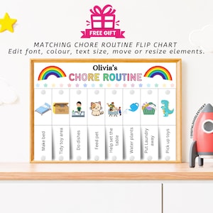 Editable Kids chore chart bundle,Kids daily checklist canva,Editable responsibility chart,Allowance,Screentime,Behavior,Reward chart, PDF image 2