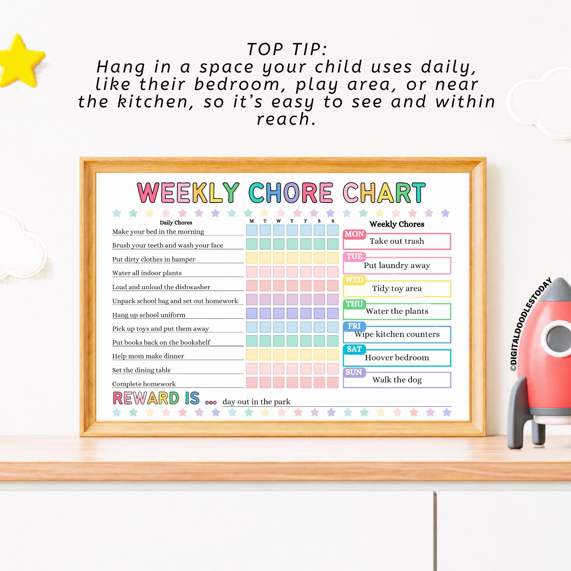 Editable Weekly Chore Chart for Kids | Printable Kids Responsibility ...