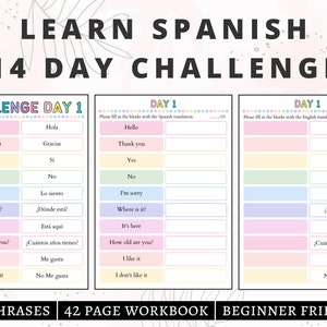 スペイン語 | スペイン語の練習フレーズと表現、スペイン語初心者フレーズ、スペイン語学習、スペイン語ワークブック、スペイン語チャレンジ