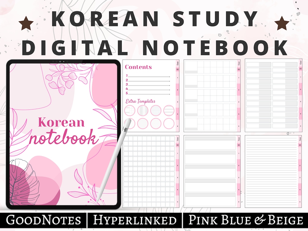 Korean Study Notebook | Korean Digital Notebook | Korean Templates ...