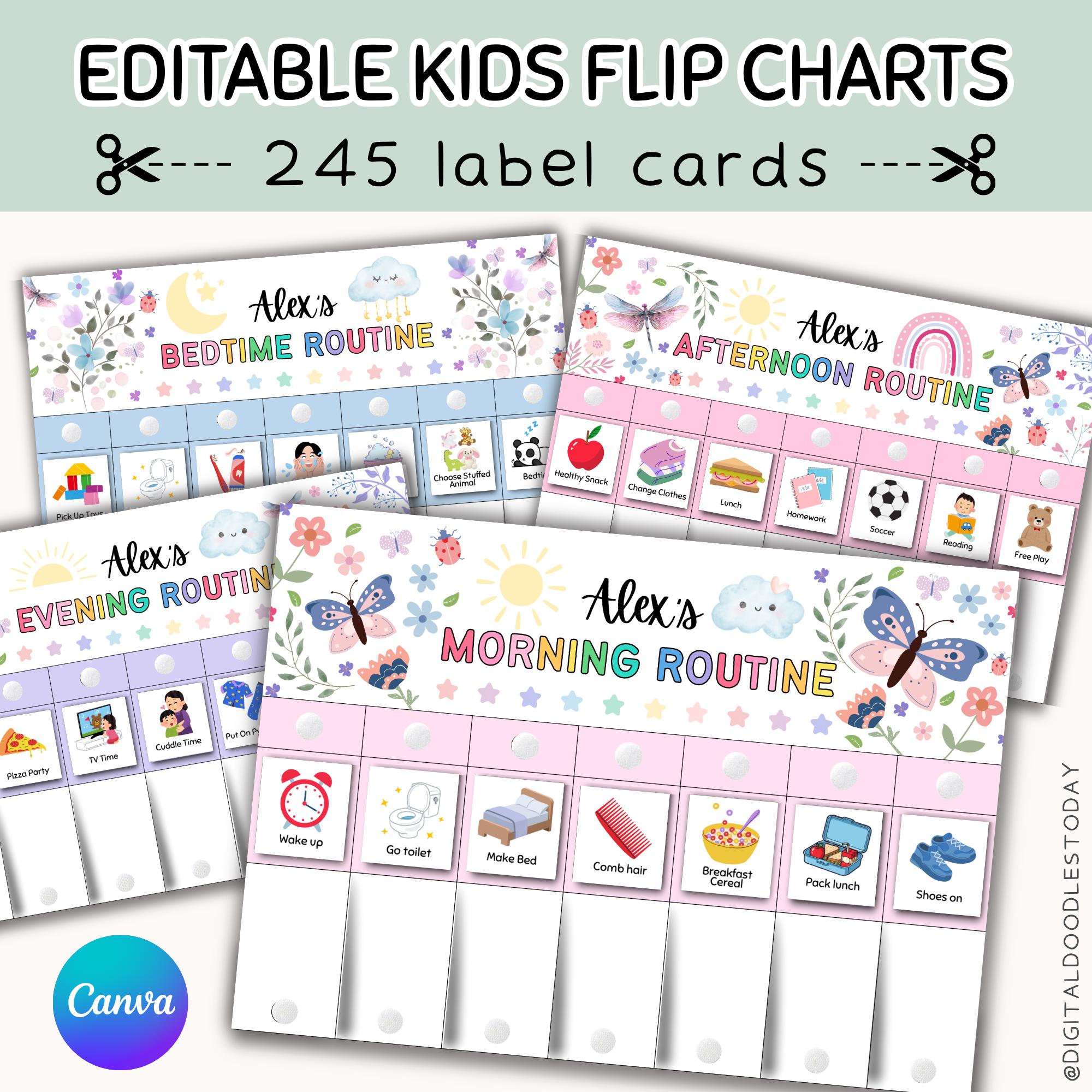 Kids Flip Chart | Printable Toddler Routine Flip Chart | Editable Flip ...