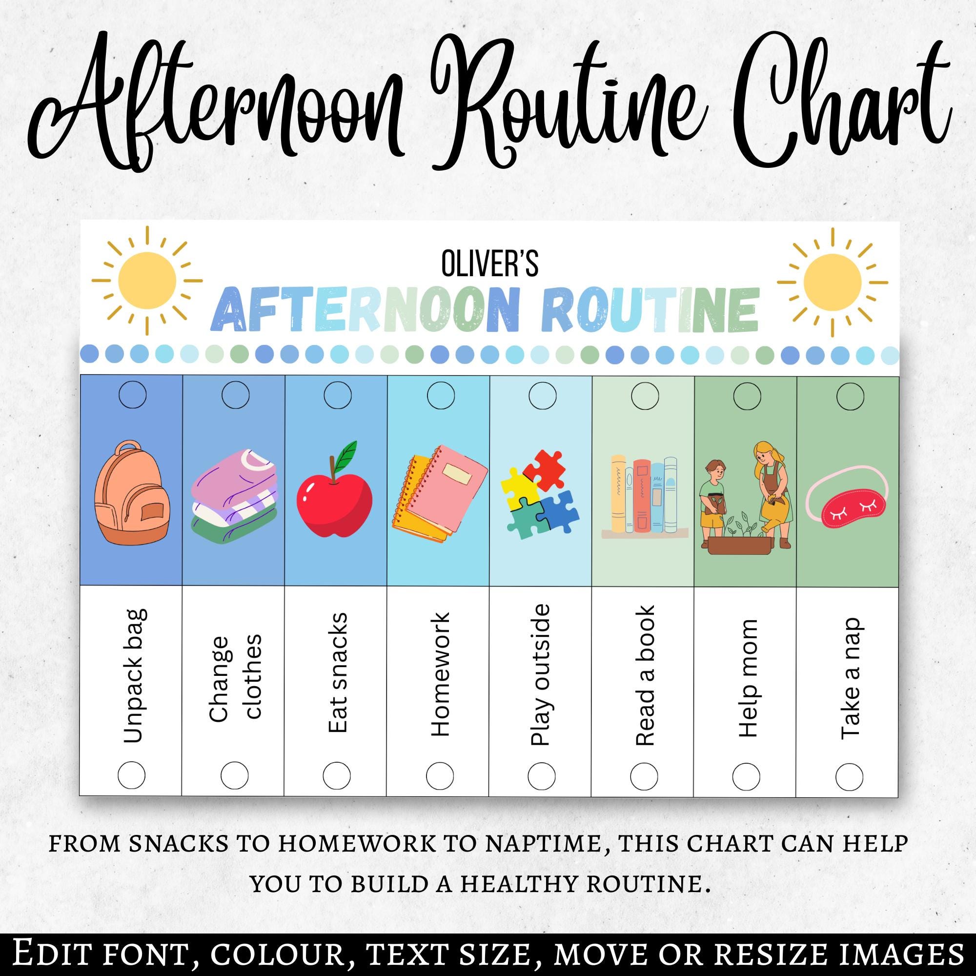 Kids Flip Routine Chart Editable Printable, Morning Evening Bedtime ...