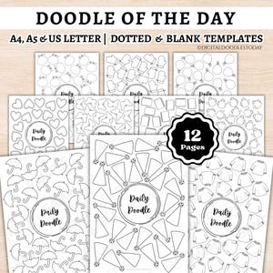 Doodle Of The Day Printable Bundle, Printable Bullet Journal Coloring Pages, Bullet Journal Setup, BUJO Templates, Monthly Doodle Pages