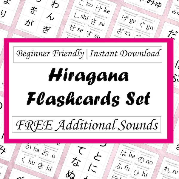 Learn Japanese With Hiragana Flashcards FREE Additional Sounds, Self Study Beginner Friendly, Digital Download, Language Learning, PDF