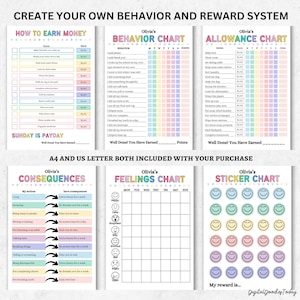 Editable Kids chore chart bundle,Kids daily checklist canva,Editable responsibility chart,Allowance,Screentime,Behavior,Reward chart, PDF image 7