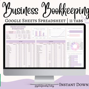 Bookkeeping Spreadsheet Template Google Sheets Business Spreadsheet Easy Bookkeeping Template | Business Planner| Income and Expense Tracker