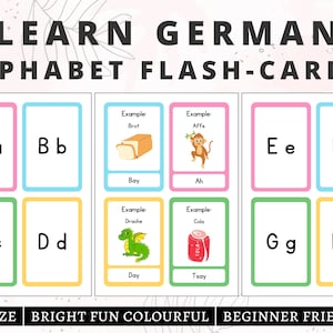 German Flashcards | German Alphabet | German Practice | German Cards | German Language Learning | German Basics |  Digital Download PDF
