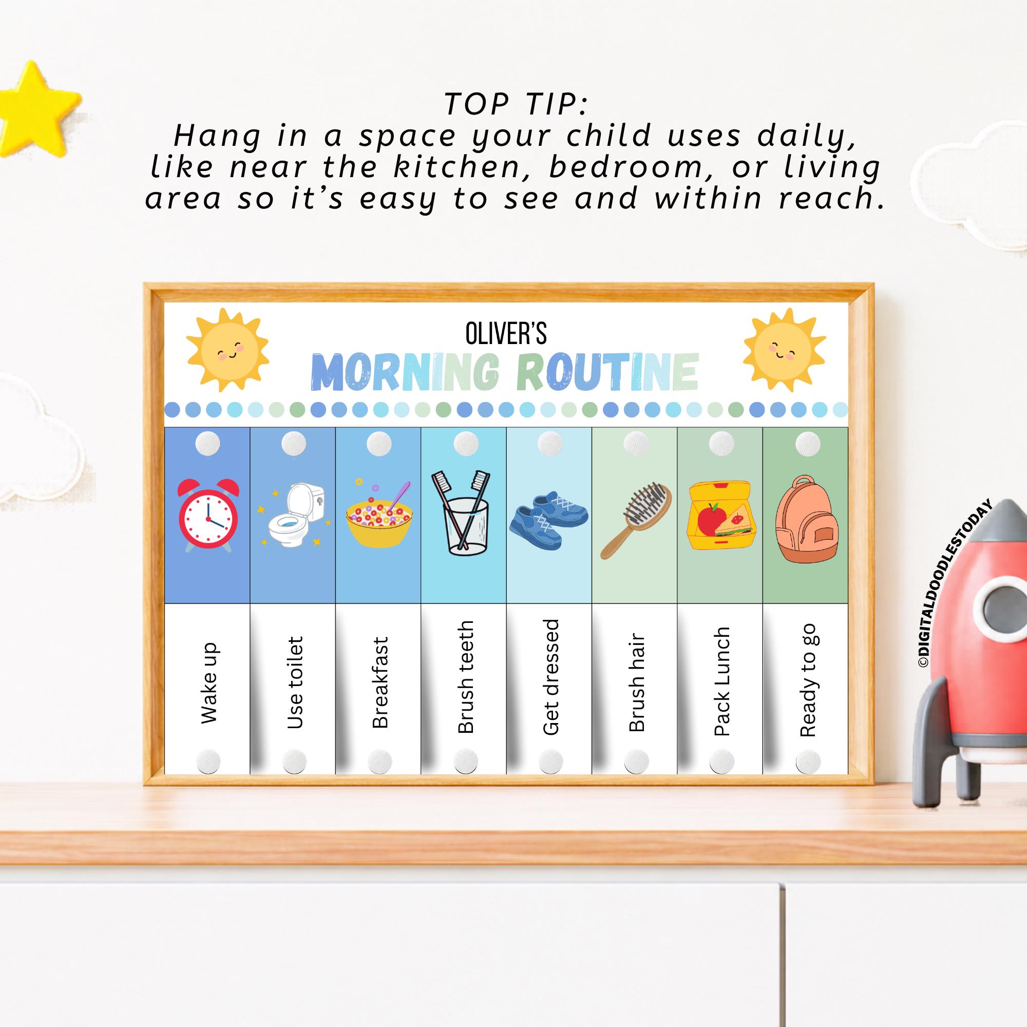 Kids Flip Routine Chart Editable Printable, Morning Evening Bedtime ...