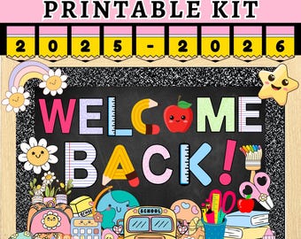 Kit de tableau d'affichage de bienvenue à l'école, idées de tableau d'affichage à imprimer pour la première semaine d'école, décoration de plaque de porte de classe de début d'année