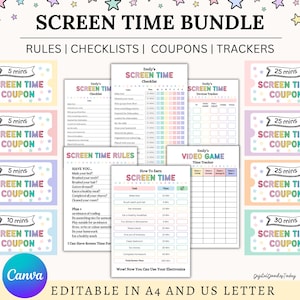 Bewerkbare checklist schermtijd, regels voor schermtijd, grafiek schermtijd, dagelijks schermtijdschema, checklist schermtijd zomer voor kinderen