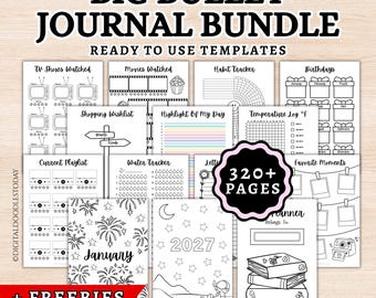 2027 Bullet Journal Printable Bundle | 2027 Planner Bundle Digital | 2027 Journal Bundle Setup | 2027 Big Bullet Journal Digital Download
