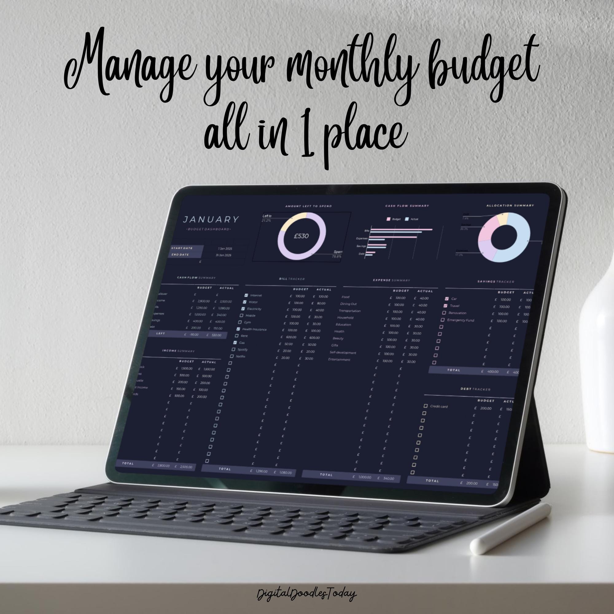 Budget Planner Google Sheet Dark Mode Monthly Budget Spreadsheet ...