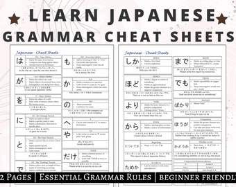 Japanese Cheat Sheets Particles, Grammar Points, Beginner Friendly, Self Study, Digital Download, Language Learning, PDF Printable