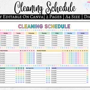 BEWERKBARE schoonmaakplanner, schoonmaakchecklist, schema, ADHD-schoonmaakplanner, huishoudelijke taken, digitale download pdf, kleurrijk, kinderen
