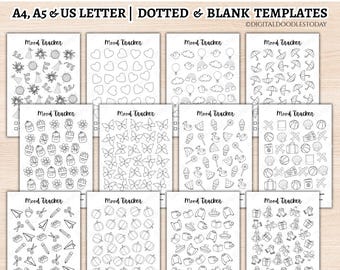 Paquete de rastreadores de estado de ánimo, rastreadores de estado de ánimo mensuales, rastreadores imprimibles para bullet journal, insertos para bullet journal, plantillas de configuración de bullet journal