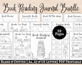 Book Reading Journal Reading Planner Bundle Book Tracker Reading Challenge Book Reading Log Book Review Monthly Yearly PRINTABLE Digital