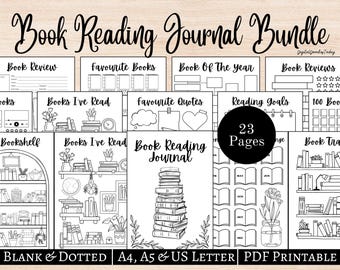 Book Reading Journal Reading Planner Bundle Book Tracker Reading Challenge Book Reading Log Book Review Monthly Yearly PRINTABLE Digital