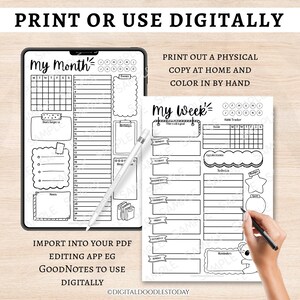 Daily Planner, Weekly Planner, Monthly Planner, Yearly Planner Printable Bullet Journal Templates, BUJO Daily Page, Bullet Journal Trackers image 4