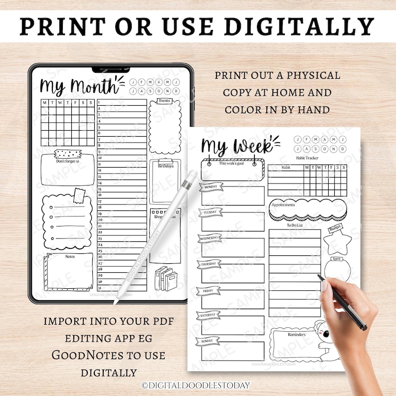 Daily Planner, Weekly Planner, Monthly Planner, Yearly Planner Printable Bullet Journal Templates, BUJO Daily Page, Bullet Journal Trackers image 4