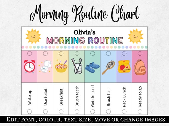 Kids Flip Routine Chart Editable Printable, Morning Evening Bedtime Flip Chart, Visual Schedule For kids Toddler Chore Chart Canva PDF
