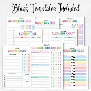 Editable Kids chore chart bundle,Kids daily checklist canva,Editable responsibility chart,Allowance,Screentime,Behavior,Reward chart, PDF image 10