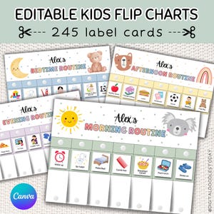 Editable Kids Flip Routine Chart, Printable Morning Evening Bedtime Flip Chart, Kids Visual Chart Toddler Chore Chart, Kids Flip Chart Canva