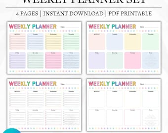 Planificador semanal editable / Planificador semanal digital imprimible en PDF / Organizador semanal / Plantilla de lista de tareas semanales / Descarga del plan semanal en PDF