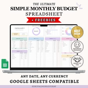 Budget Planner Google Sheet Monthly Budget Spreadsheet Paycheck Budget Template Simple Weekly Financial Planner Beginners Biweekly Budgeting