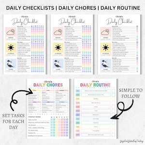 Editable Kids chore chart bundle,Kids daily checklist canva,Editable responsibility chart,Allowance,Screentime,Behavior,Reward chart, PDF image 4