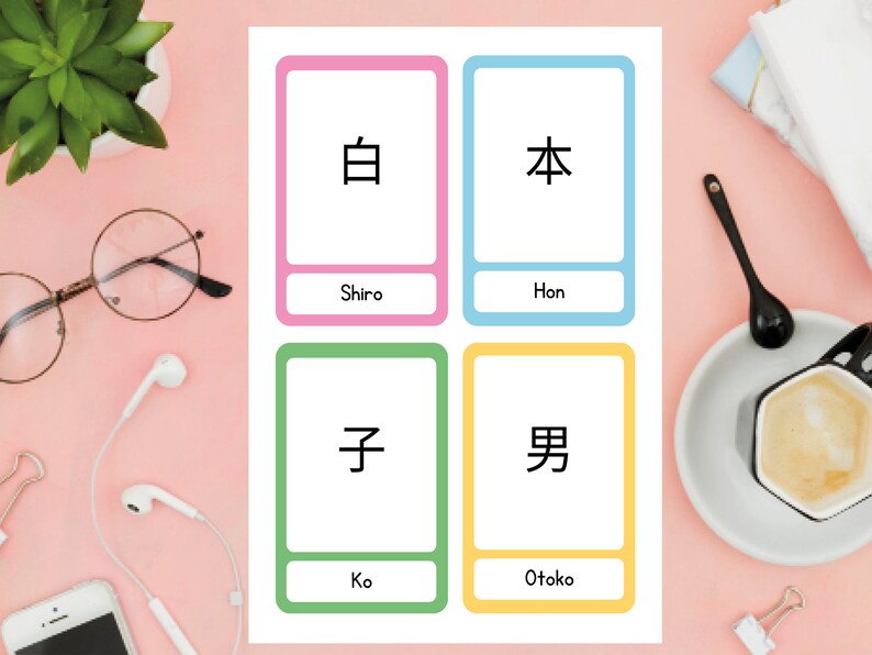 Kanji Flashcards for Beginners Japanese Flashcards Print Kanji Digital ...