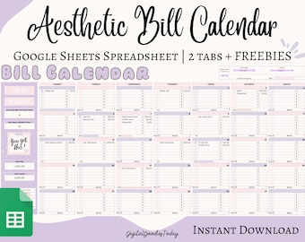 Bill Tracker Spreadsheet Google Sheets Bill Calendar Monthly Smart Bill Planner Editable Bill Payment Dashboard Personal Finance Planner