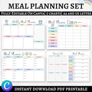 Planificador de comidas semanal y lista de compras imprimible, lista digital de preparación de comidas y compras, bloc de notas con plan de comidas semanal, plan de comidas A4 (PDF) Goodnotes para iPad
