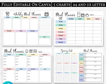 Weekly Meal planner and shopping list printable, Meal prep and grocery list digital,weekly meal plan notepad,Meal plan a4 pdf Goodnotes ipad