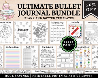 2026 Journal Planner Download, 2026 Planner Bundle, Premade Bullet Journal Monthly Yearly Trackers PDF, Mood Trackers, Bullet Journal Bundle
