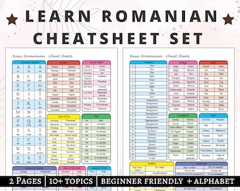 Romanian Cheat Sheets, Learn Romanian, Romanian Alphabet, Romanian Worksheets, Practice Romanian, Language Learning PDF Printable