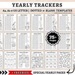 Jahresübersichten für Bullet Journals zum Ausdrucken, Jahresübersichten für Journale, undatiertes Jahresübersichten-Bundle, Bullet-Journal-Planer-Übersichten als PDF herunterladen