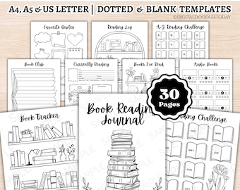 Book Reading Journal Reading Planner Bundle Book Tracker Reading Challenge Book Reading Log Book Review Monthly Yearly Printable Digital PDF