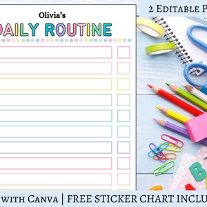 Editable Daily Routine Checklist Kids FREE Sticker Chart | Printable ...