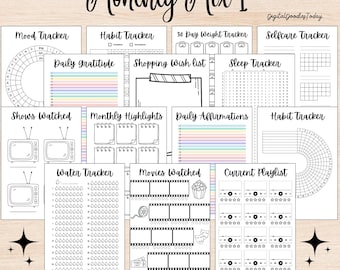 Monthly Trackers Bundle Printable, Bullet journal pages, BUJO Monthly Bundle, Habit Tracker 2025, Premade Bullet journal Templates