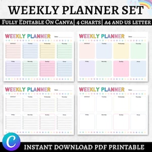 Editable Weekly Planner | Printable, Digital | Weekly Planner PDF | Weekly Organizer | Weekly To Do List Template | Weekly Plan | Week Plan