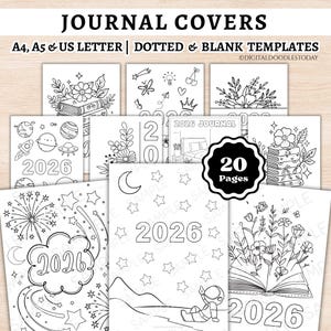 2026 Bullet Journal Covers Printable, Yearly Cover Pages BUJO, 2026 Bullet Journal Bundle, Bullet Journal Printable Cover Templates Download
