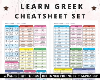 Griechisch Spickzettel, Griechisch Sprache lernen, Griechisches Alphabet, Griechisch üben, Griechisch Wortschatz für Anfänger, Griechisch PDF zum Ausdrucken
