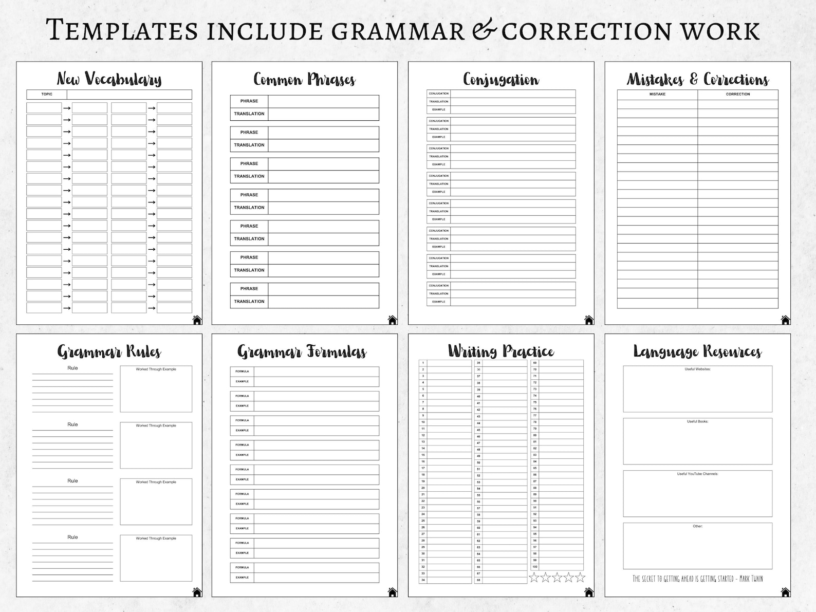 Language Learning Planner Printable, Language Study Notebook