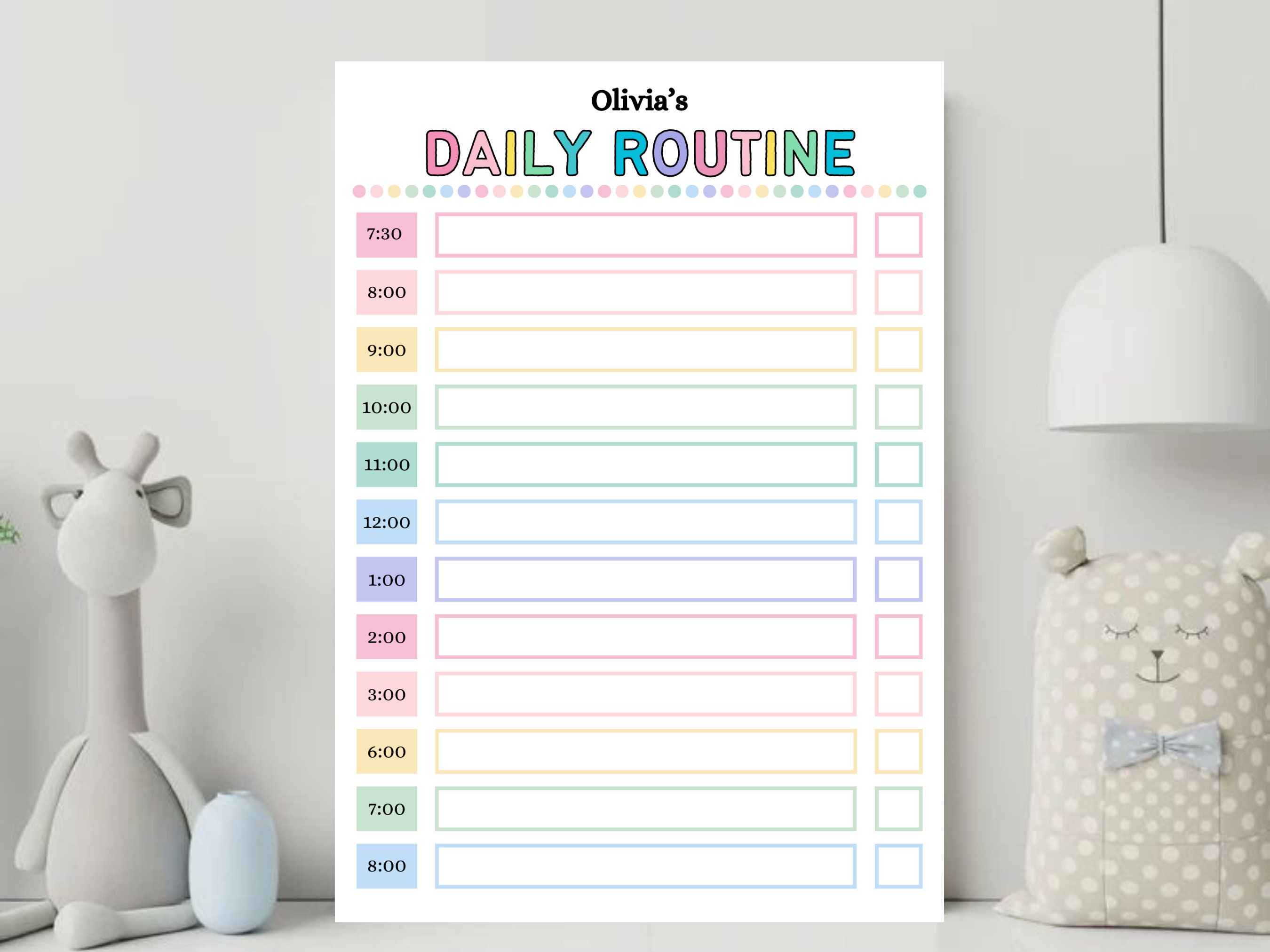 Editable Daily Routine Checklist Kids FREE Sticker Chart Printable Kids Routine Chart Kids Daily ...